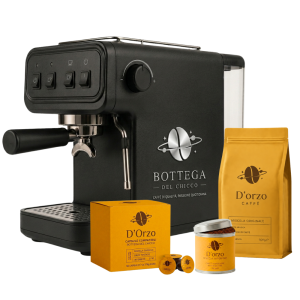 Macchina da Caffè Espresso “Bottega del Chicco Basic” – Nera + KIT Caffè D'Orzo